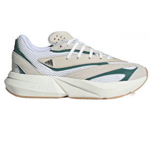 Adidas Women's Lightblaze Shoes feature a stylish design with a white and green color scheme, mesh upper for breathability, and a chunky, durable Lightstrike sole for comfort and support.
