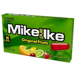 Mike and Ike Original Fruits candy box, gluten-free, fat-free, 80 calories per 0.78 oz (22g) package, featuring assorted fruit flavors.