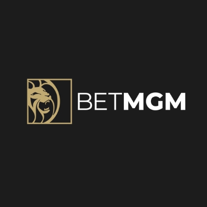 Logo of BETMGM, featuring stylized lion imagery within a square.