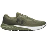 Olive green athletic shoe with a mesh upper, black logo, and white midsole designed for running or casual wear.