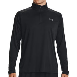 Black long-sleeve Under Armour top with a quarter zip and logo on the chest.