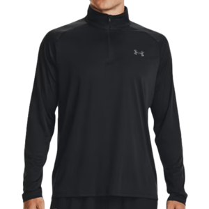 Black long-sleeve Under Armour top with a quarter zip and logo on the chest.
