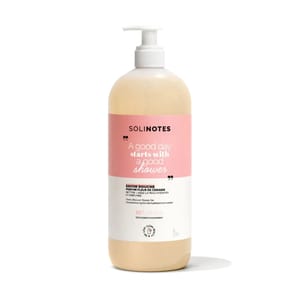 Solinotes shower gel with cherry blossom extract and moisturizing formula in a pump bottle.