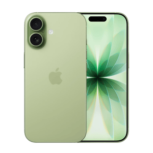Green iPhone 15 and iPhone 15 Plus shown, featuring dual rear cameras and a display with a green floral wallpaper.