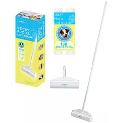 True & Tidy Sticky Pro XL Lint Roller with 180 sheets and extra-wide 10\“ roller. Includes handle and two refill rolls; ideal for pet hair removal.