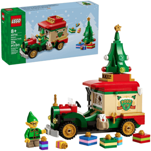 LEGO set 40746: Santa's Delivery Truck. Includes 224 pieces featuring a North Pole-themed truck, Christmas tree, and elf minifigure. Suitable for ages 8 and up.