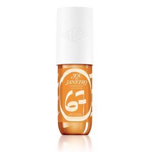Sol de Janeiro Fragrance Mist, Cheirosa 62, in an orange bottle with a white cap and logo.