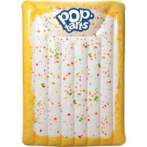 An inflatable pool float designed to look like a Pop-Tarts pastry, featuring sprinkles on white frosting and the Pop-Tarts logo.