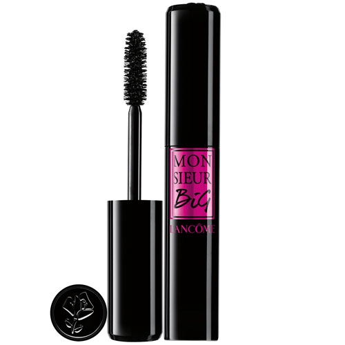 Lancôme Monsieur Big Mascara features a large, soft brush and a bold black tube with a pink label, promising dramatic volume and intense, black color for lashes.