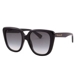 Gucci GG1169S sunglasses feature a bold black square frame with gradient lenses and gold branding on the temples.