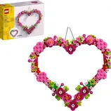 Heart-shaped LEGO set with floral decorations, featuring 254 pieces and suitable for ages 9+. Comes with a customizable assembly for creative building and display.