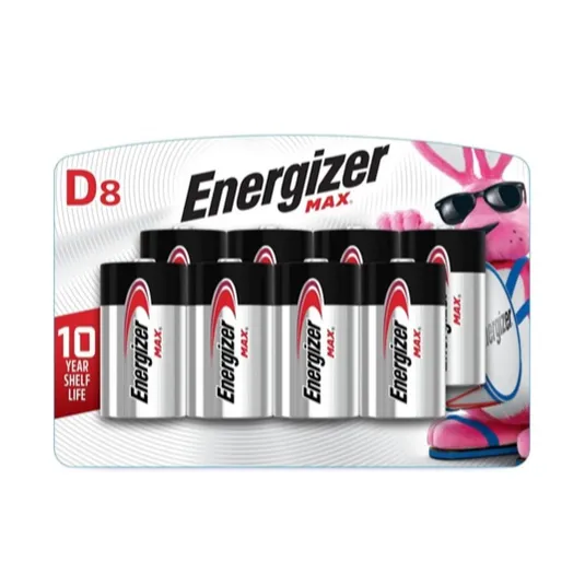 Energizer Max D8 batteries with a 10-year shelf life are shown, featuring a $3 discount offer using the code \“BATTERY.\“