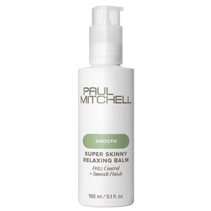 Paul Mitchell Super Skinny Relaxing Balm is for smoothing and frizz control, featuring a pump bottle design with a 150 ml (5.1 fl. oz.) capacity.
