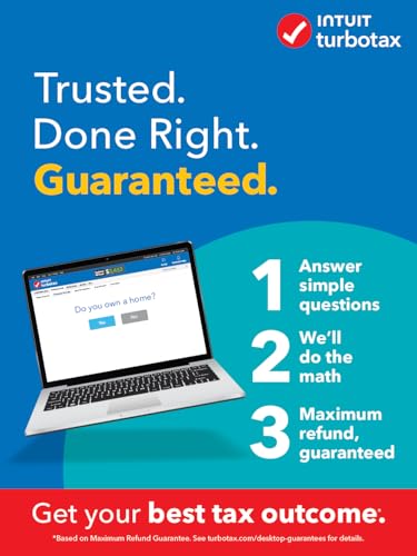 Intuit TurboTax ad promoting its tax preparation software with a focus on ease of use, mathematical accuracy, and a maximum refund guarantee.