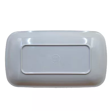 This is a white rectangular Halloween treat tray with a debossed area resembling a simplistic ghost in the center.