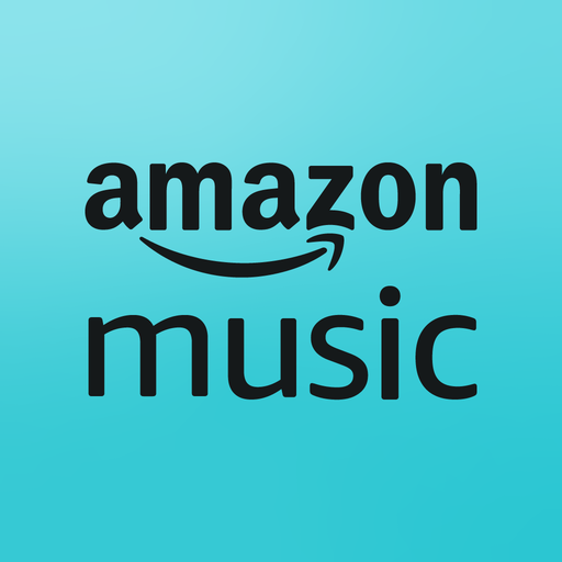 Amazon Music logo on a blue background.