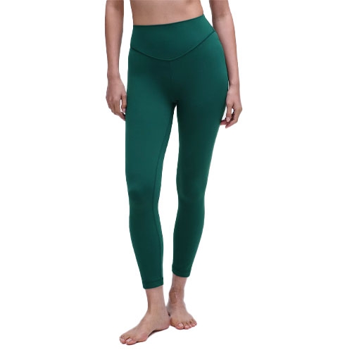 High-waisted green leggings designed for comfort and flexibility, ideal for workouts or casual wear. The sleek, ankle-length fit enhances movement and provides support.