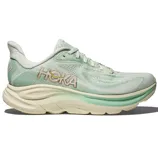 Light green Hoka running shoe featuring a cushioned sole and lace-up design with the Hoka logo on the side.