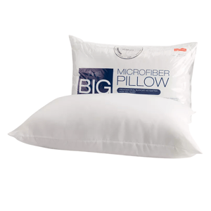 Microfiber pillow labeled \“The Big Pillow,\“ offering medium support for optimal sleep.