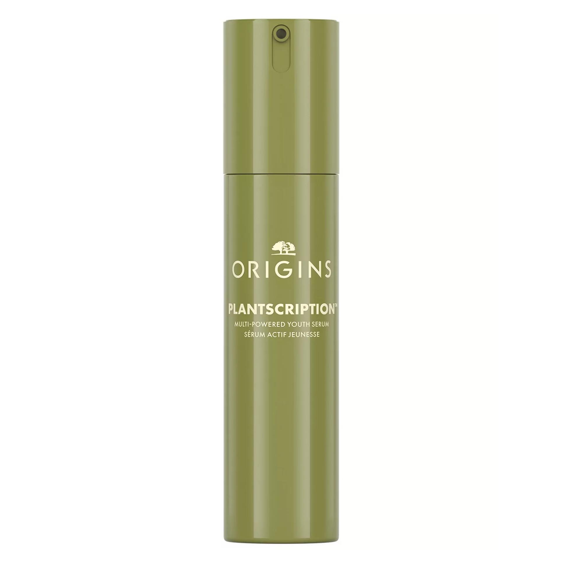 Origins Plantscription Multi-Powered Youth Serum in a green bottle.