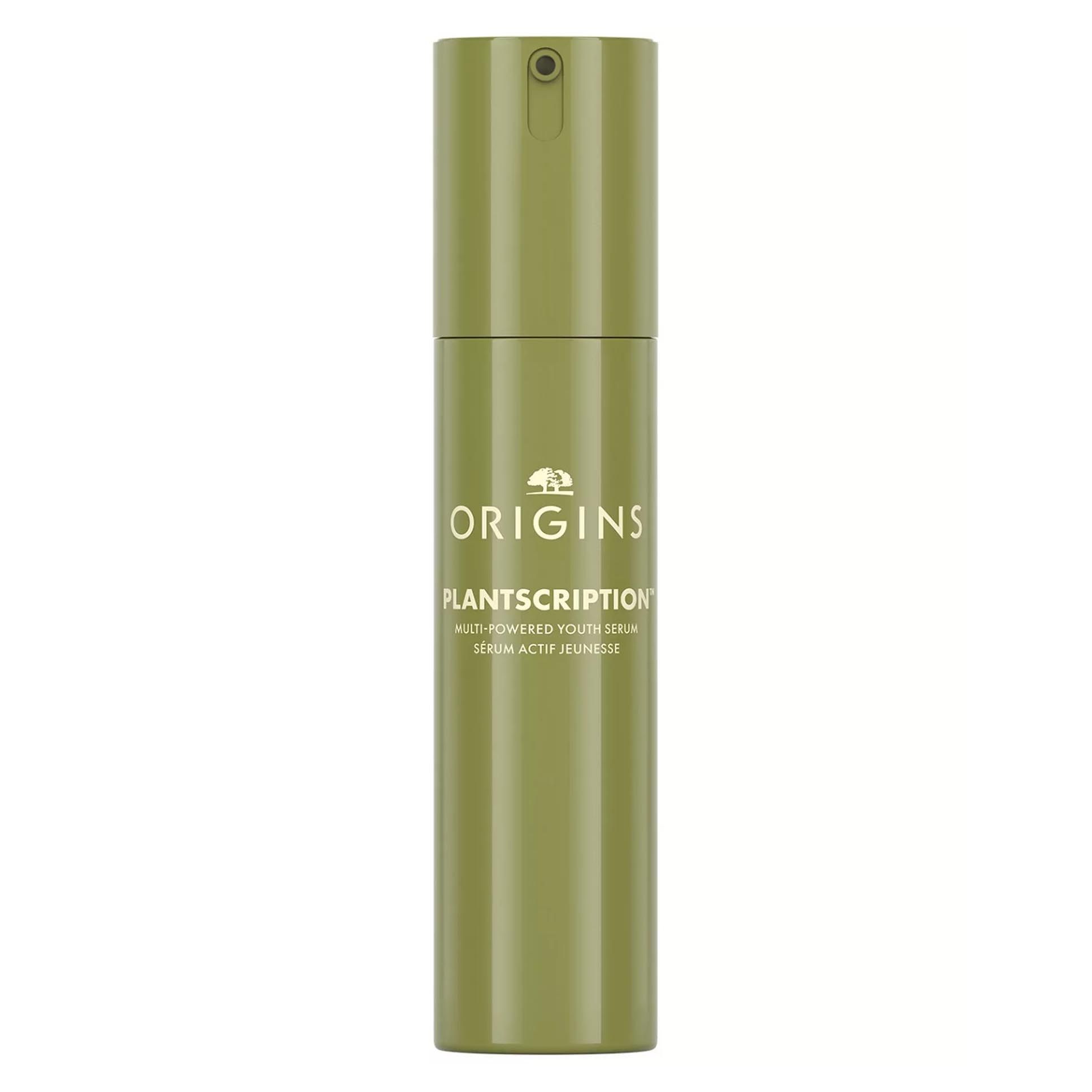 Origins Plantscription Multi-Powered Youth Serum in a green bottle.