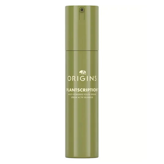 Origins Plantscription Multi-Powered Youth Serum in a green bottle.