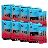 Prime Hydration Sticks in Cherry Freeze flavor, with each box containing 15 sticks, designed to mix with water. Packaging features a blue and red gradient design.