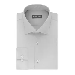 A gray men's dress shirt from Michael Kors featuring a standard collar and button cuffs.