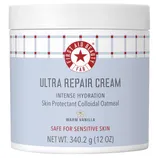 First Aid Beauty Ultra Repair Cream, Intense Hydration with colloidal oatmeal, warm vanilla scent, 340.2g (12 oz), safe for sensitive skin.