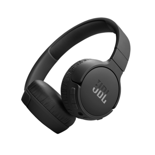 JBL Tune 670NC headphones are over-ear, black wireless headphones with noise-canceling features, featuring a padded headband for comfort and integrated controls on the ear cups for ease of use.