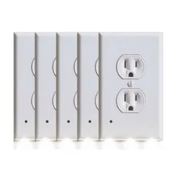 This is a set of five wall outlet covers with built-in LED night lights at the bottom, designed to fit standard electrical outlets.