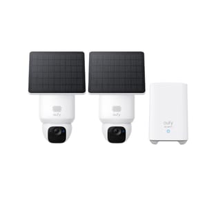 Eufy Security S330 eufyCam (2-Cam Kit), featuring solar-powered cameras with HomeBase 3 for extended home surveillance.