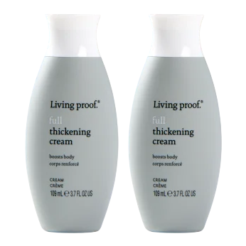 Two bottles of Living Proof Full Thickening Cream, each containing 109 mL (3.7 fl oz) designed to boost body in hair.