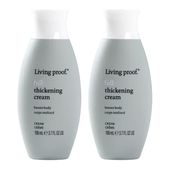 Two bottles of Living Proof Full Thickening Cream, each containing 109 mL (3.7 fl oz) designed to boost body in hair.