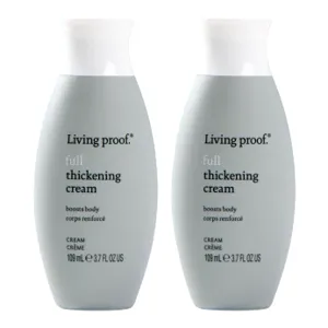 Two bottles of Living Proof Full Thickening Cream, each containing 109 mL (3.7 fl oz) designed to boost body in hair.