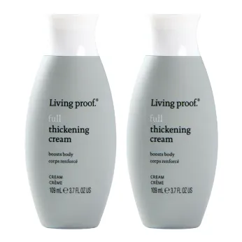Two bottles of Living Proof Full Thickening Cream, each containing 109 mL (3.7 fl oz) designed to boost body in hair.