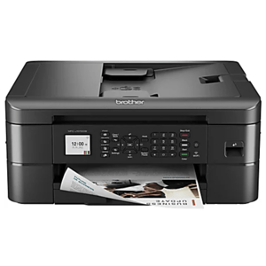 Brother MFC-J1010DW multifunction printer with printing, scanning, copying, and faxing capabilities, featuring a digital display and control panel.