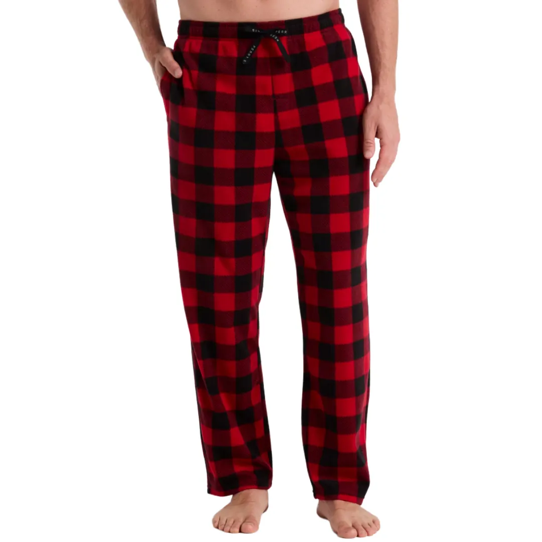 Red and black checkered pajama pants with a drawstring waist.