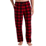 Red and black checkered pajama pants with a drawstring waist.