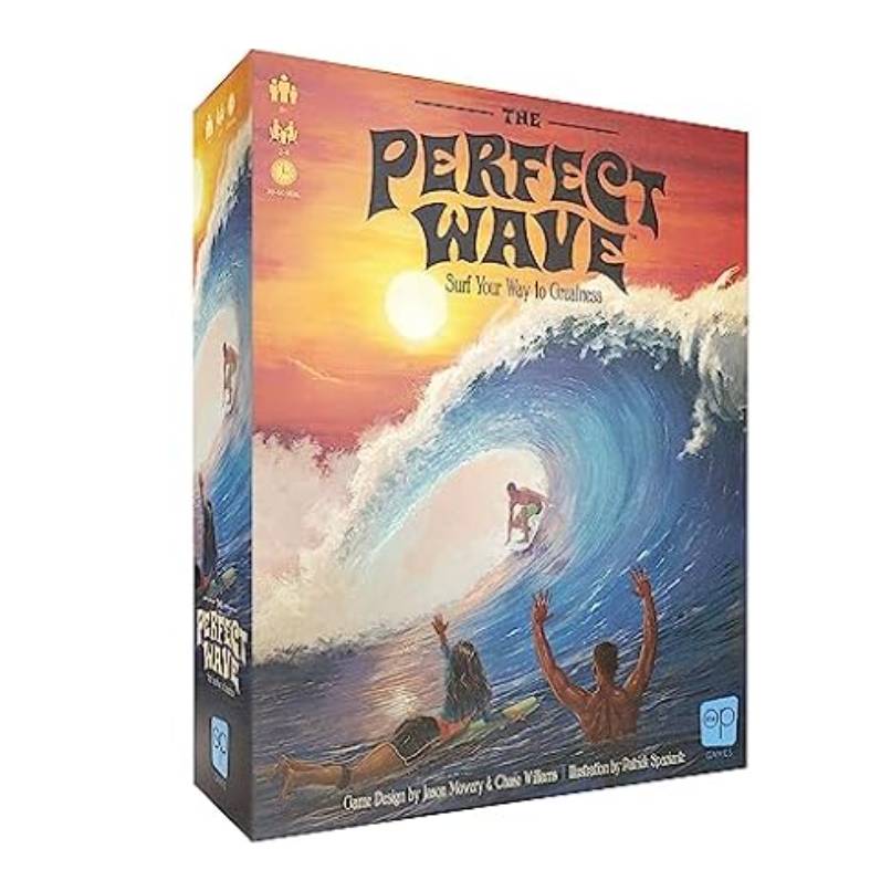 The Perfect Wave is a board game themed around surfing, designed by Jesse Movey and Chris Williams with illustrations by Polish Sportusz. It represents surfing gameplay with players aiming to achieve greatness on the waves.