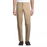 Khaki dress pants worn with brown loafers.