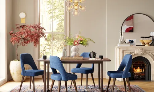 Large Empty wall with modern living room interior furniture decor