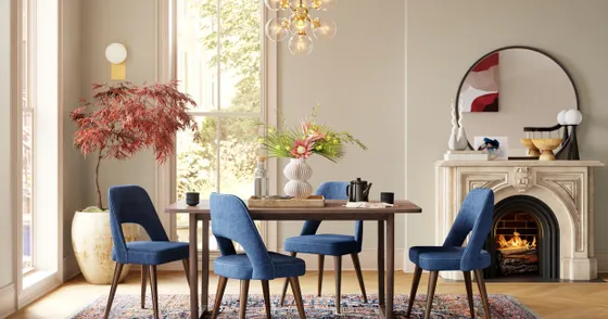 Large Empty wall with modern living room interior furniture decor