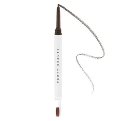 A Fenty Beauty eyebrow pencil featuring a retractable tip for precise application and a brush on the opposite end for blending.