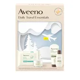 Aveeno Daily Travel Essentials set includes Calm Restore Makeup Removing Wipes, Calm Restore Oat Gel Moisturizer, Daily Moisturizing Lotion, and Daily Moisturizing Body Wash. TSA compliant.