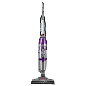 Bissell Symphony Pet all-in-one vacuum and steam mop, featuring purple accents, designed for pet owners.
