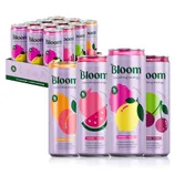 Bloom sparkling energy drinks with natural caffeine in flavors: peach mango, strawberry watermelon, raspberry lemon, and cherry lime. Comes in a 12-pack.