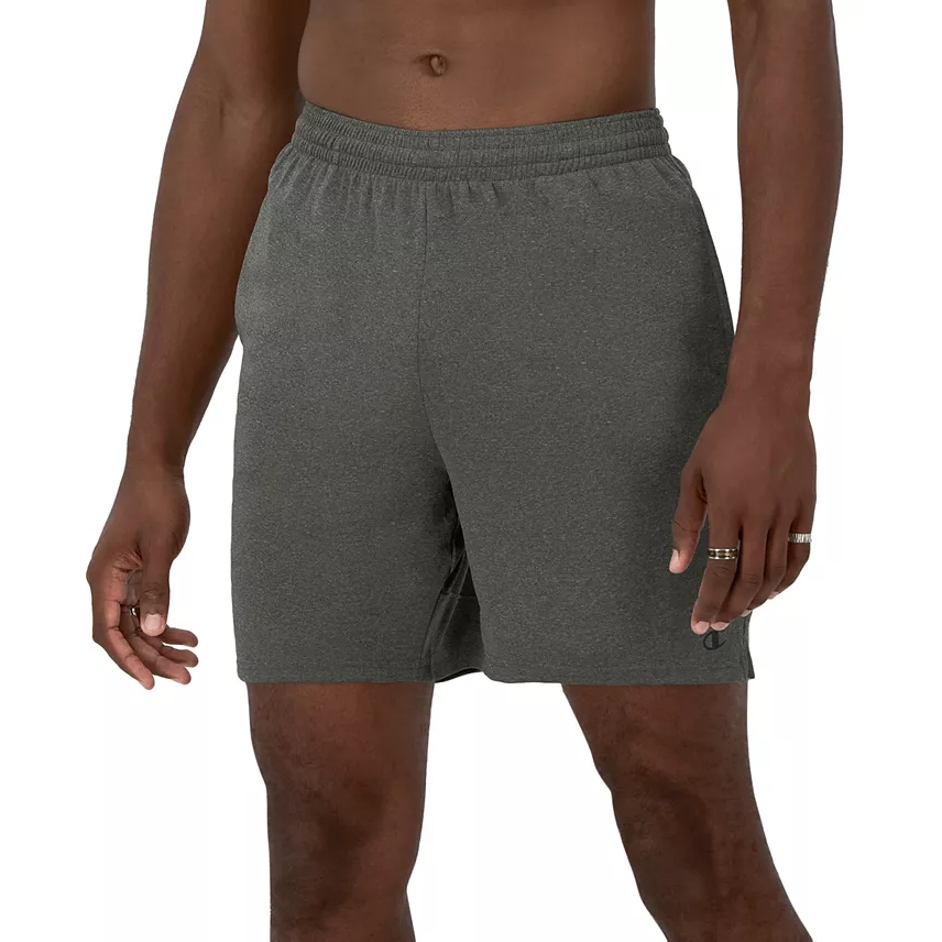 Champion Firm-Fit Shorts in dark grey feature an elastic waistband and a simple, comfortable design for mobility and ease of wear. Suitable for casual or athletic activities.