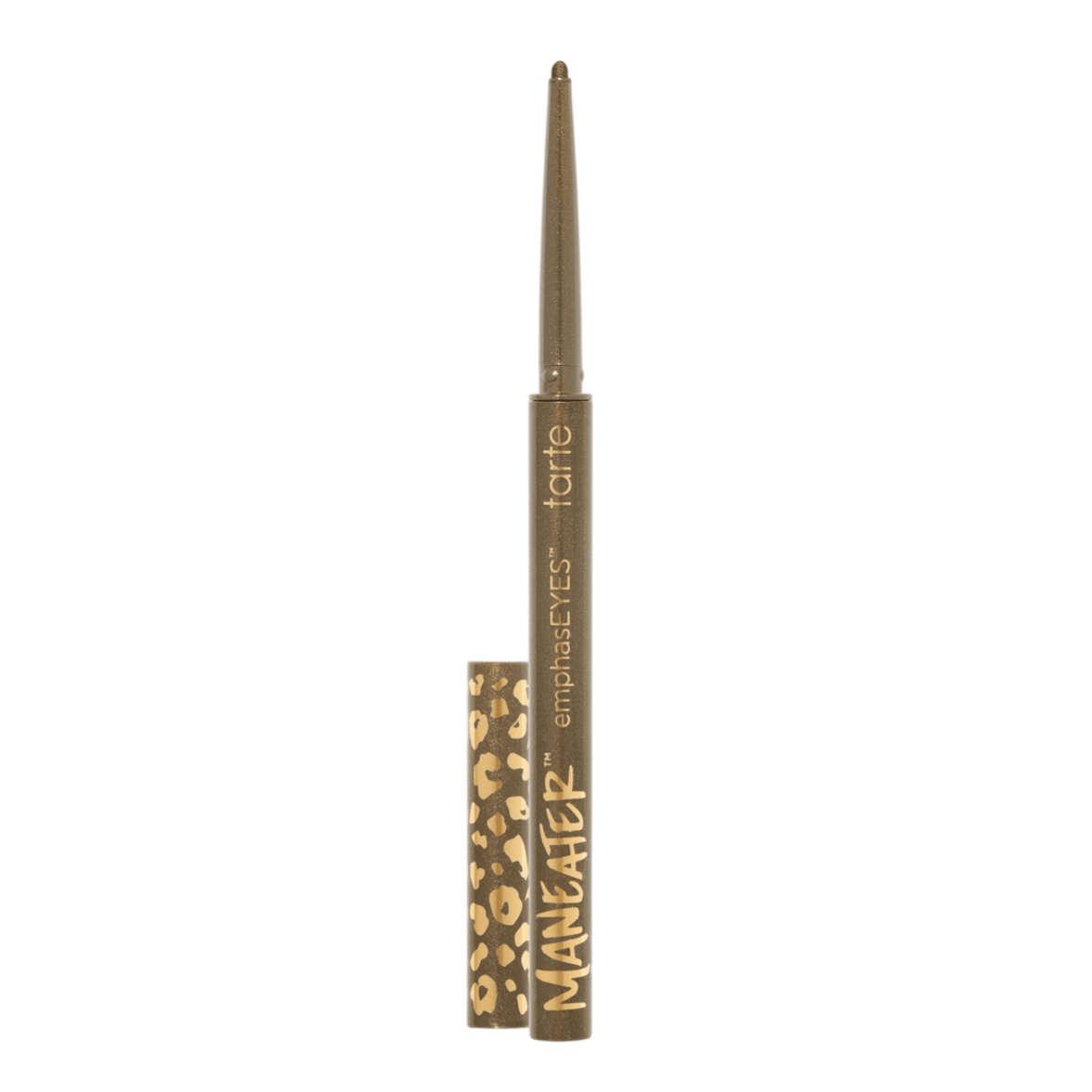 Tarte Maneater emphasEYES eyeliner with retractable tip, featuring a leopard print design on the cap.
