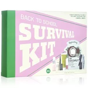 Back to School Survival Kit with 8 beauty essentials including a face mask, various skincare minis, and makeup items. Created for Macy's.